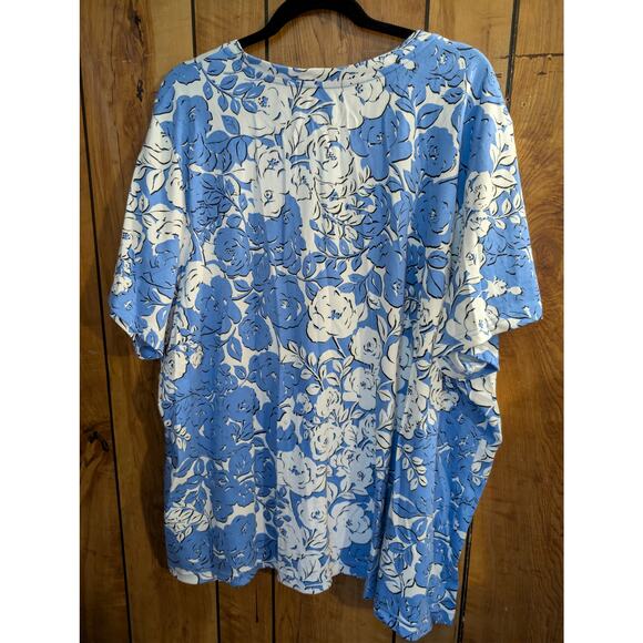 Basic Editions Woman Shirt Plus Size 4X XXXX Floral Top Tunic Blouse Flowers New - Picture 2 of 9
